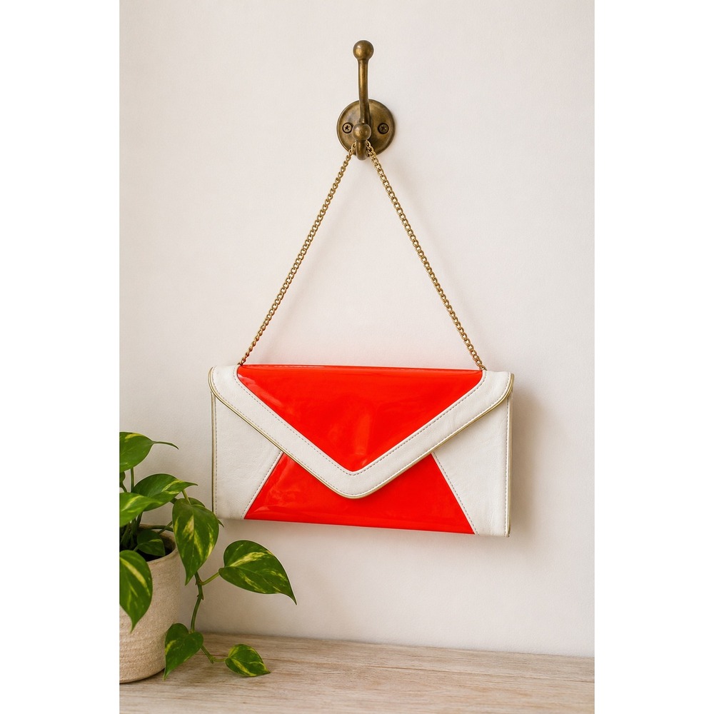 Steve Madden Neon Orange Envelope Clutch Purse Statement Bag Y2K 90s Style